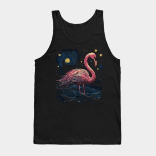 Starry Night Flamingo Gifts Retro Vintage Funny Beach Summer Tank Top